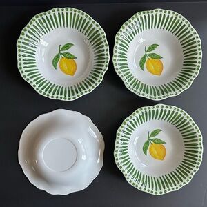 THE FARMHOUSE By Rachel Ashwell 100% Melamine Set Of 4 Lemon Patterned Bowls